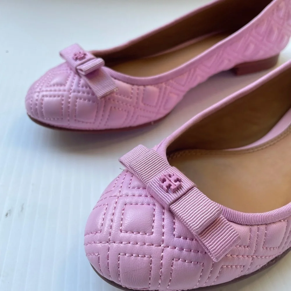 Tory Burch Marion Quilted Ballet Flats in Powder Puff Pink